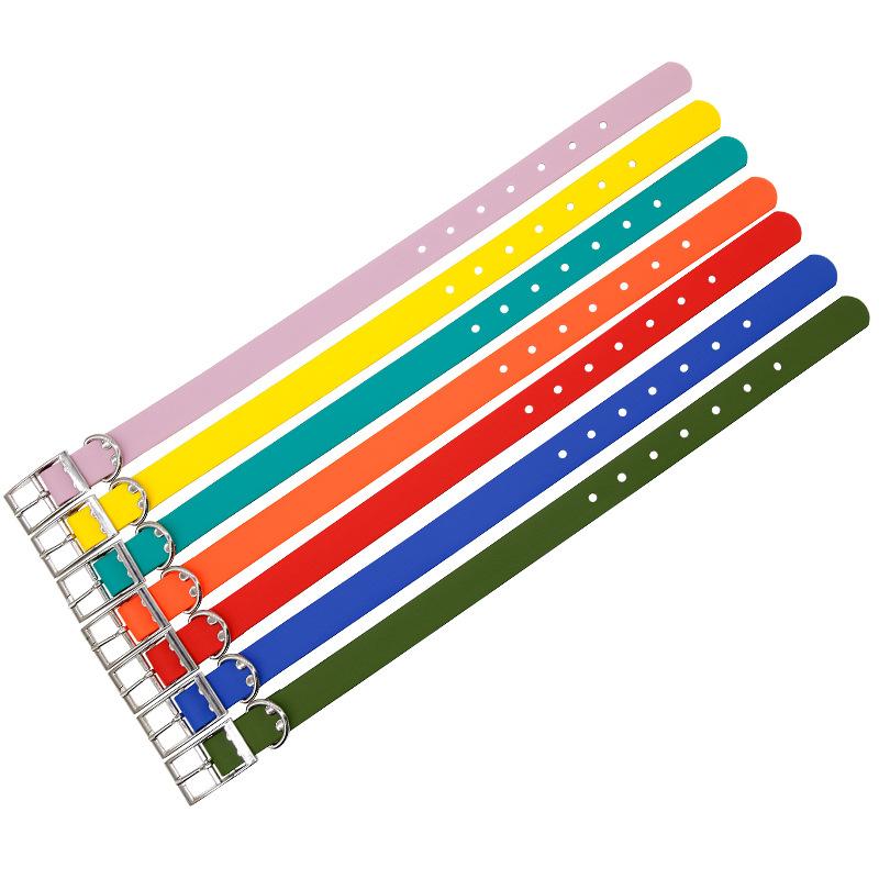 New macaron-colored pet supplies: PVC embossed dog collar leash, waterproof and wear-resistant dog neck collar leash Specification image