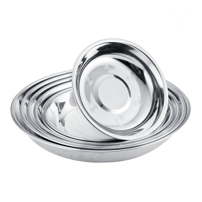 Stainless Steel Deep Round Plate, Thickened Round Plate For Cafeteria, Barbecue Plate, Vegetable Plate, Deep Plate For Dining Room, Multi-Purpose Plate For Household Use, Tray Application Scenario