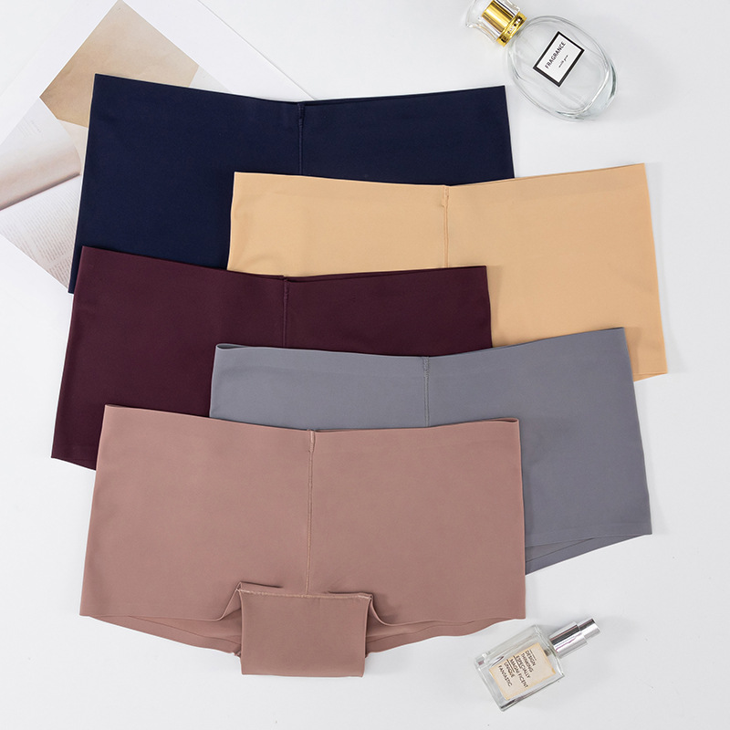 Plus-Size Fat Mm Mid-Waist Anti-Slip Underwear Women's Ice Silk Seamless Women's Safety Pants Tummy Closed Boxer Leggings Cross-Border details Picture