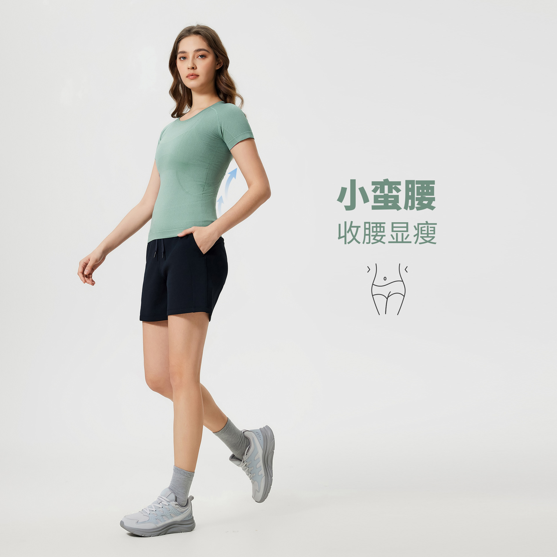 Spring and Summer new women's short-sleeved round-neck sports T-shirt, running and fitness top, slim and breathable yoga short-sleeved S2067 Application Scenario
