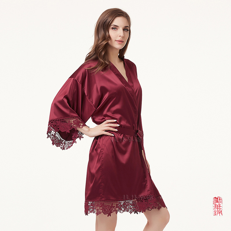Lace bathrobe, matte single-color lace bathrobe, bride and bridesmaid morning gown, size A900A Specification image
