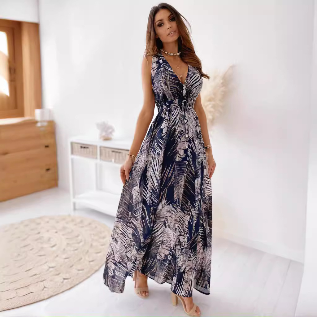 wish, an independent foreign trade website in Europe and America, offers a new summer dress with printed backless straps for Amazon in 2021 Application Scenario