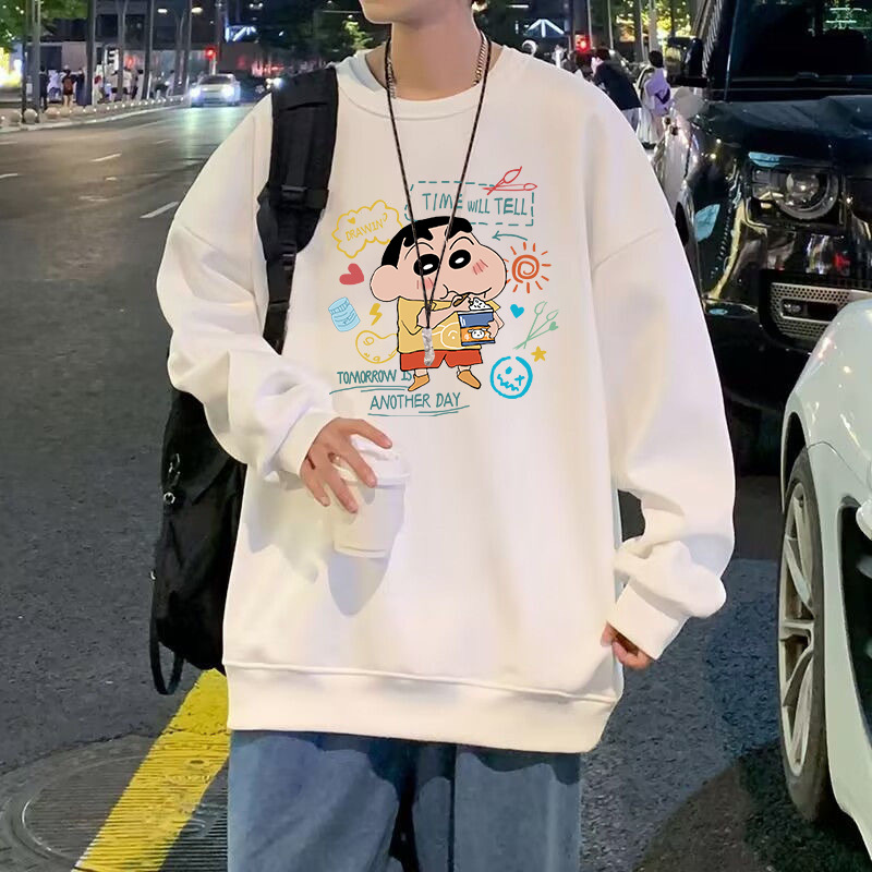 New autumn design sense, niche cartoon print, heavyweight long-sleeved men's fashion brand, trendy long-sleeved round-neck hoodie details Picture