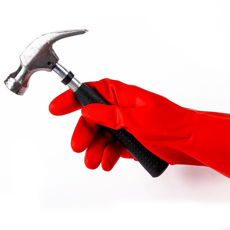 Self-produced and self-sold new acid and alkali resistant protective industrial gloves with latex lining for cleaning, 100g household gloves Item Picture
