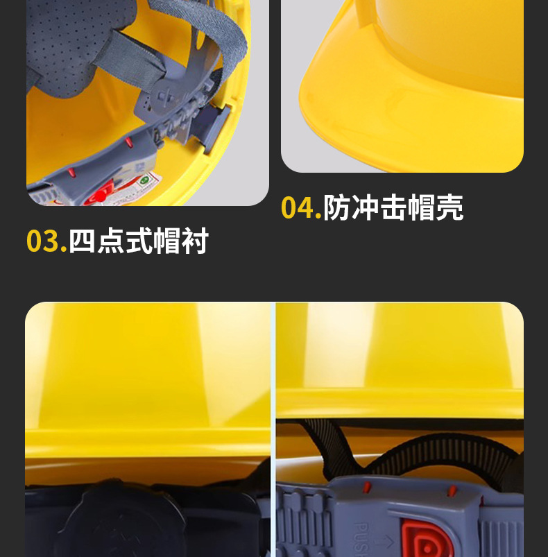 首盾国标工地透气头盔新盔式施工建筑工程抗砸加厚安全帽劳保防砸详情9