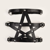 Hot selling women with pentagram leg ring bondage sexy spice girls fashion leather sex leg accessories