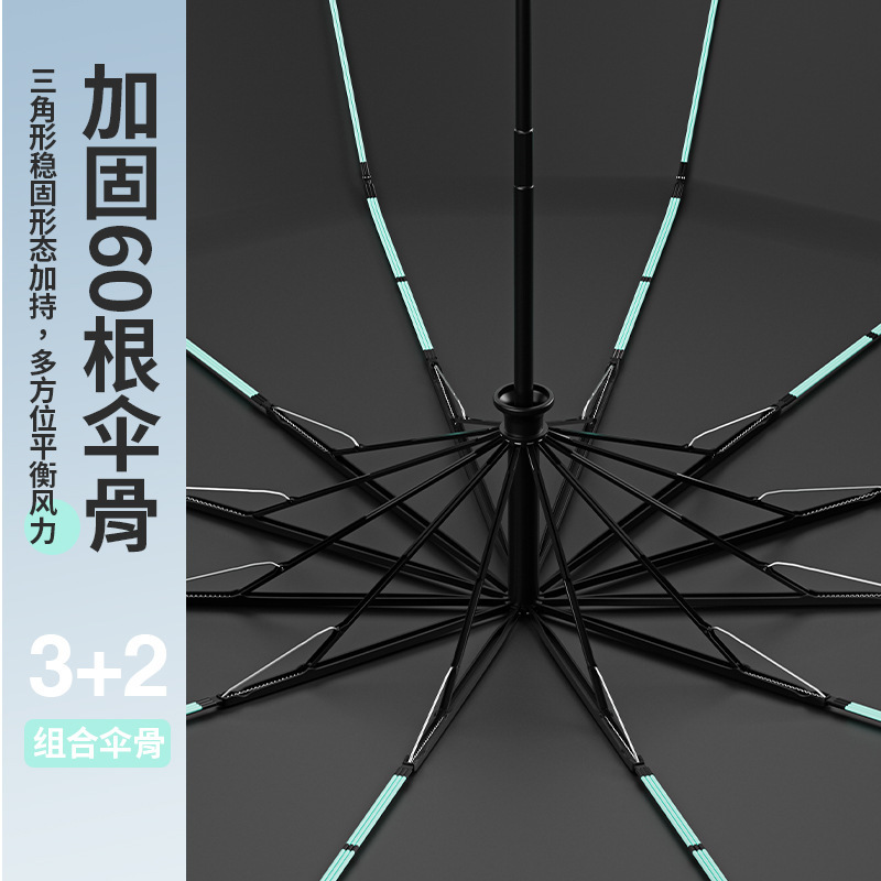 60 bone fiber wind-resistant folding business fully automatic umbrella, black rubber sun protection, sunshade and UV protection sun umbrella Application Scenario