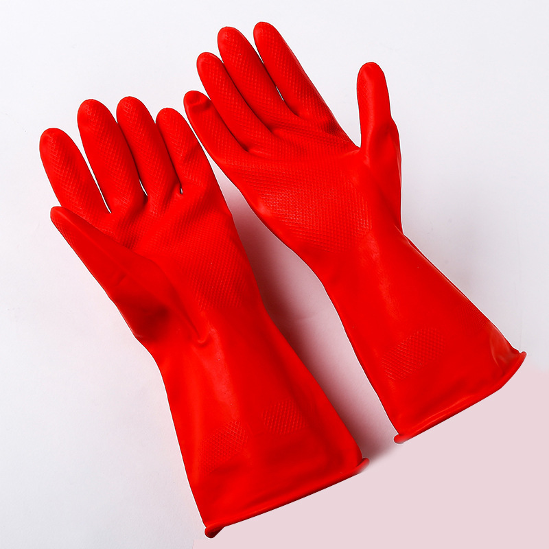 Self-produced and self-sold new acid and alkali resistant protective industrial gloves with latex lining for cleaning, 100g household gloves Specification image