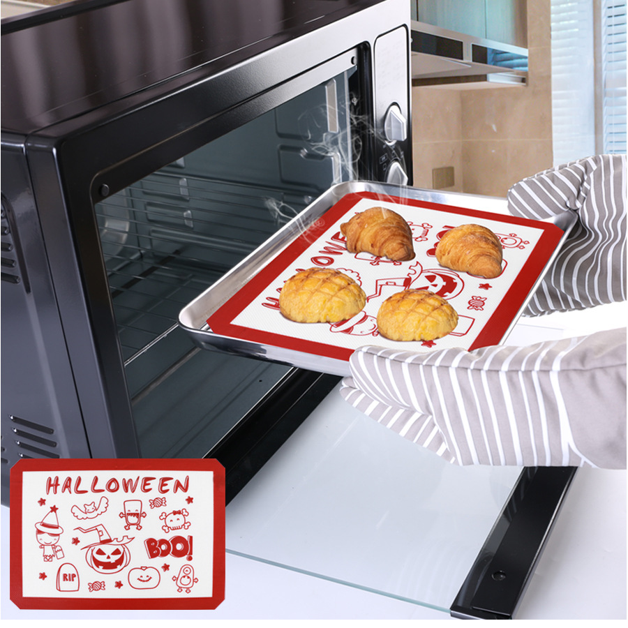 亚马逊现货硅胶烤垫 纤维马卡龙烤箱烤垫 印花餐垫硅胶烘焙烤盘垫详情图2