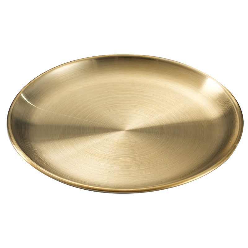 304 stainless steel round plates, Korean barbecue plates, snack plates, Western plates, bone plates, steak plates, tableware, fruit plates, dessert plates, dinner plates, Korean tableware, stainless steel plates, barbecue plates Item Picture