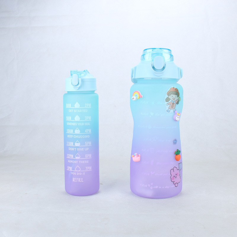 Large Capacity Foreign Trade Set Plastic Cup Strap Stickers Creative Internet Celebrity Personality Water Cup Break Resistant Korean Version Set Cup details Picture