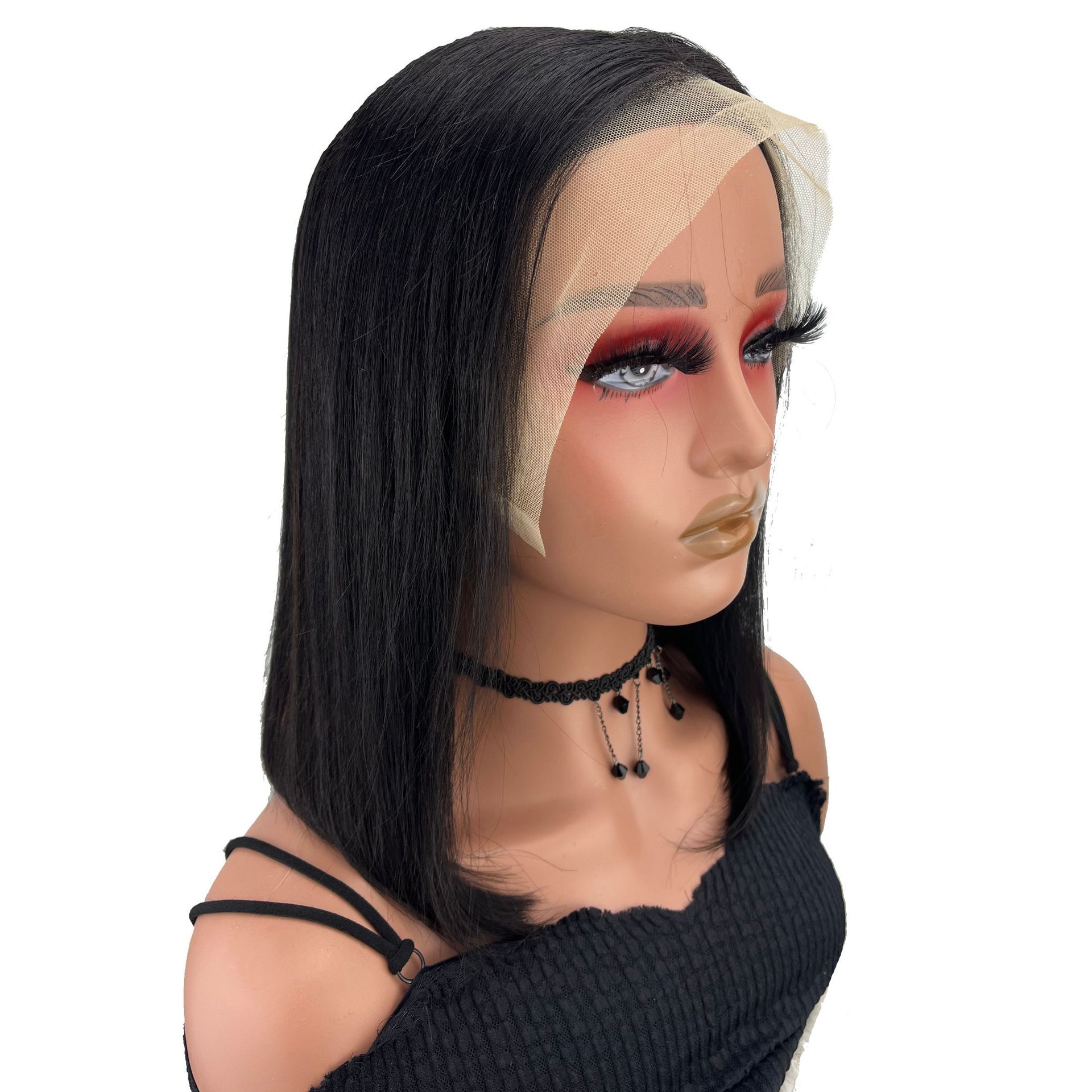 الشعر الحقيقي 10A 13*4 بوب Straight Lace Wig شعر الشعر المستعار القصير والمباشر
