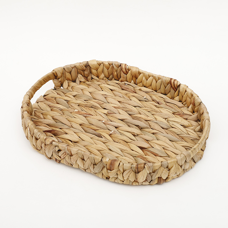 Wholesale of new water hyacinth straw woven storage baskets, household desktop trays, snack and bread storage baskets, and toy storage boxes Item Picture
