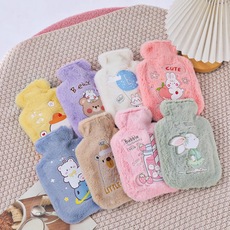 Soft rabbit fur hot water bag filled with water hand warmer