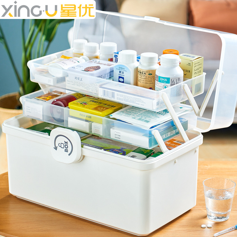 Medicine cabinet Family medicine storage box Medicine cabinet Household large capacity medicine box Medical emergency large first aid kit thumbnail