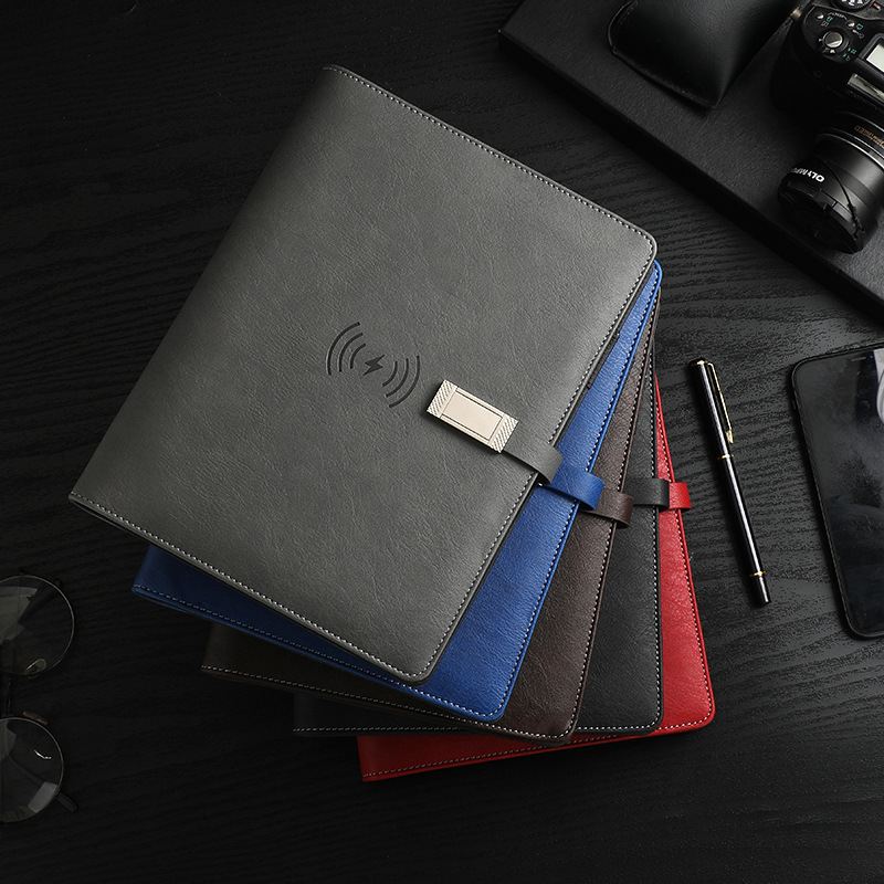 a5 wireless charging notebook, power bank, notebook with USB flash drive, business gift set, logo printable details Picture