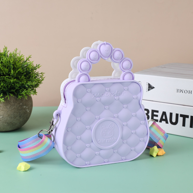 Girls New Princess Handbag Cute Bow Crossbody Bag For Children Little Princess Fashion Single Shoulder Silicone Bag Specification drawing