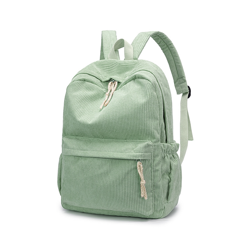 2025秋季新款 韩版简约街头潮流大容量休闲女背包 条绒双肩包女包