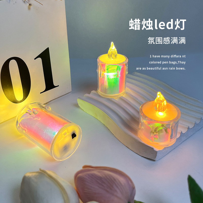 Christmas colorful Starry Sky LED electronic candle Romantic Atmosphere Decorative light ins transparent Simulation tearful candle Specification image