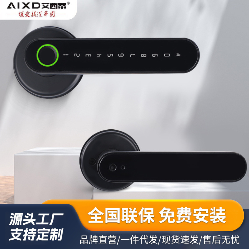 跨境室内木门涂鸦蓝牙密码智能锁电子锁手柄密码锁一握开把手锁
