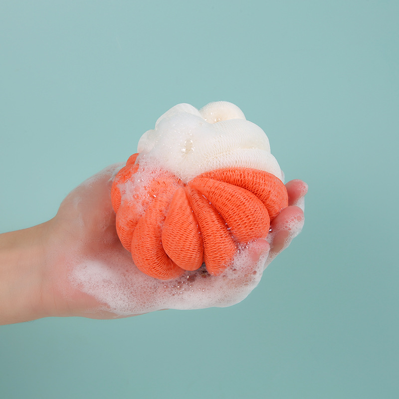 High Appearance Level Pumpkin Bath Ball Bath Flower Lovely Bath Ball High-Grade Back Rub Bath Artifact Bath Supplies Wholesale Application Scenario