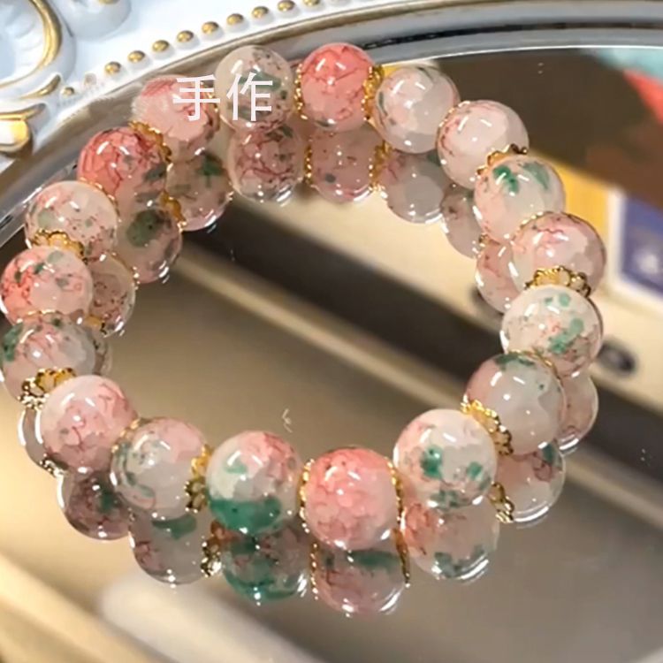Chinese Style Autumn Limit Flower Room Story High Appearance Level Color-Changing Bracelet Female Komori Bracelet Glazed Jewelry Wholesale Specification drawing