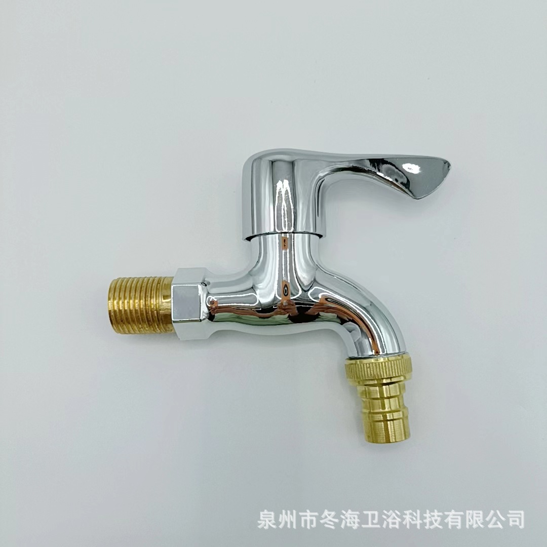 厂家直供电镀塑芯铜色钢牙钢咀阳台拖布池 4分进水快开单冷水龙头产品图