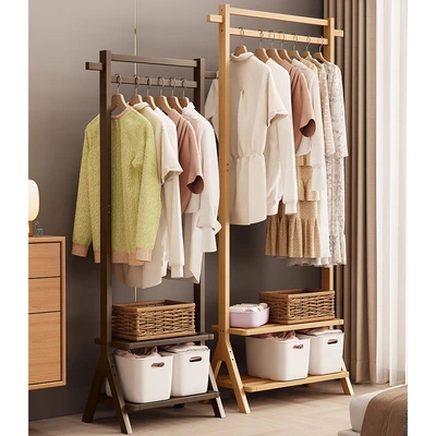 Bedroom Floor Solid Wood Coat And Hat Rack Simple Indoor Accommodation Clothes Rack Simple Clothes Hanging Rod Hanger