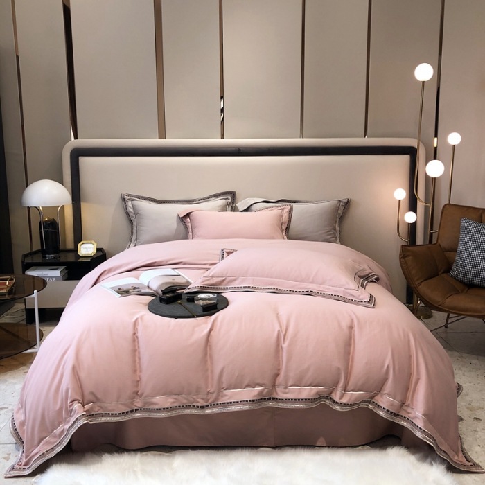 2023 New 100S long-staple cotton brushed and embroidered four-piece bedding set