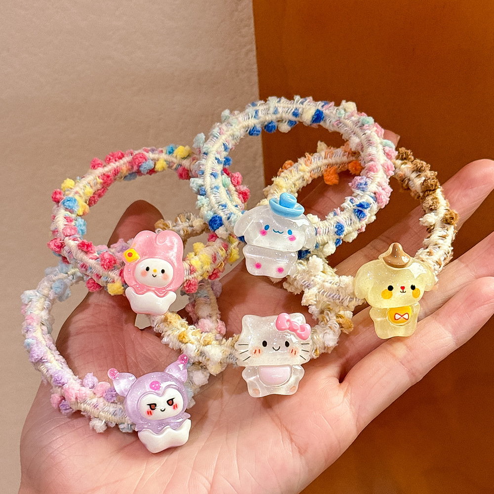 Cute Cartoon Candy Color Headband Ins Sweet Girl Tie Hair Rope Does Not Hurt Children's Rubber Band Headwear