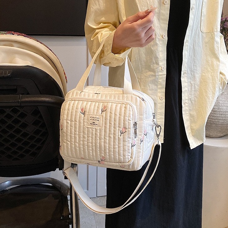 Korean Version Of The Mother Bag Polyester New Bear Embroidery Mother And Child Bag Large Capacity Out Of The Mother Shoulder Crossbody Bag Cross-Border