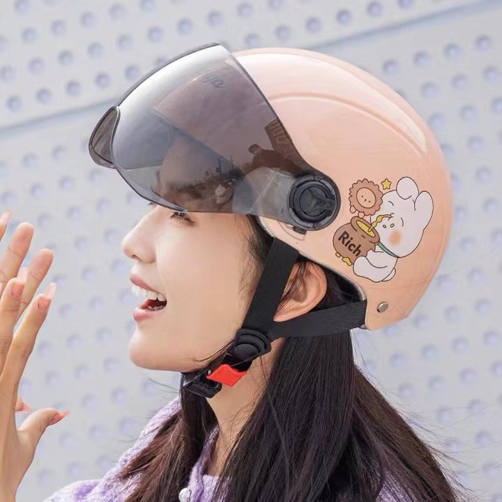 Electric bike riding helmet summer cute men's and women's electric battery car half helmet four seasons general motorcycle safety helmet full figure