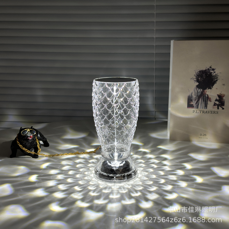 Crystal Table Lamp Bedroom New Fishscale Petal Table Lamp Network Red Atmosphere Bed Romantic Petal Water Drop Night Light Application Scenario