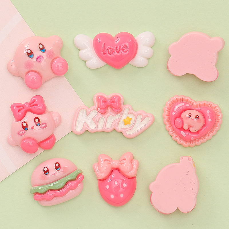 Cute Star Kirby diy cream glue charger case, phone case, hair accessory, hair clip, resin accessory material Application Scenario