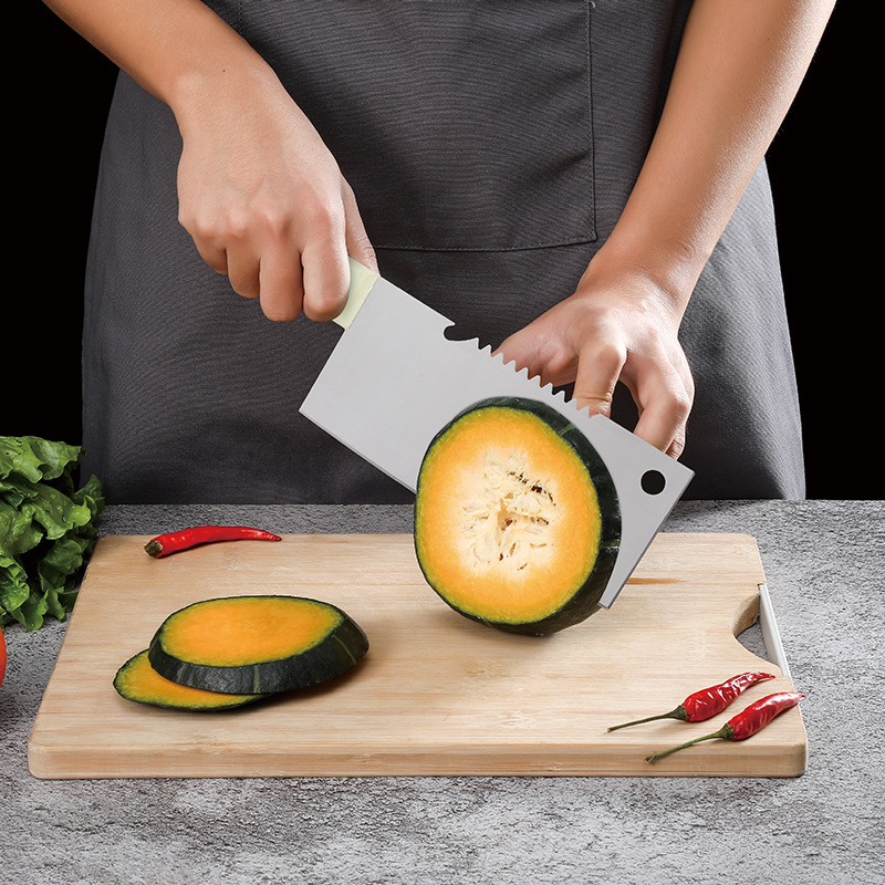 Four-piece set of household kitchen knives, macaron colored cutting board, fruit knife, melon slicer, meat cutter, and kitchen knife set details Picture