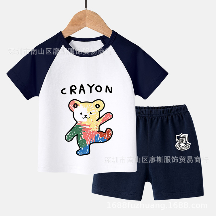 2021 Summer Korean-style children's short-sleeved and short-shorts set, student cheap T-shirt base layer Application Scenario