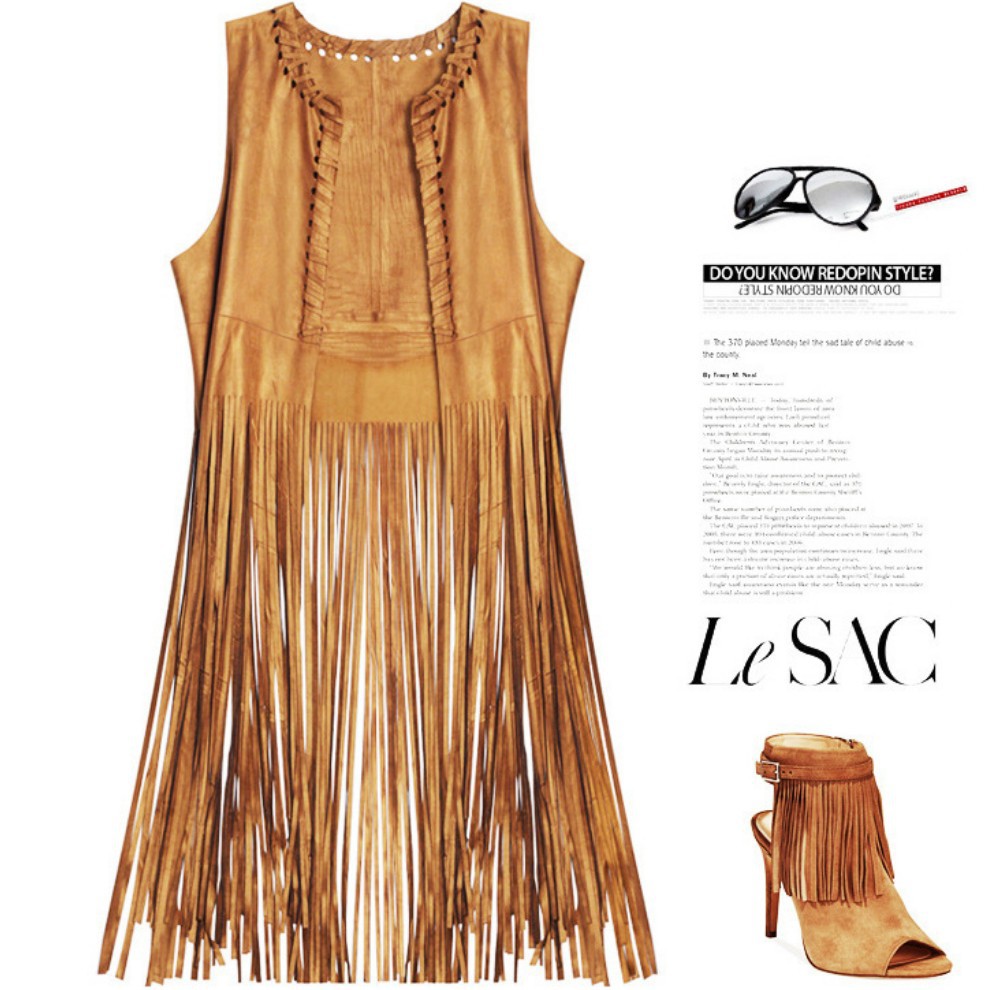 In-stock European and American style shawl suede fringed vest for women, sleeveless mid-length waistcoat for outerwear Application Scenario