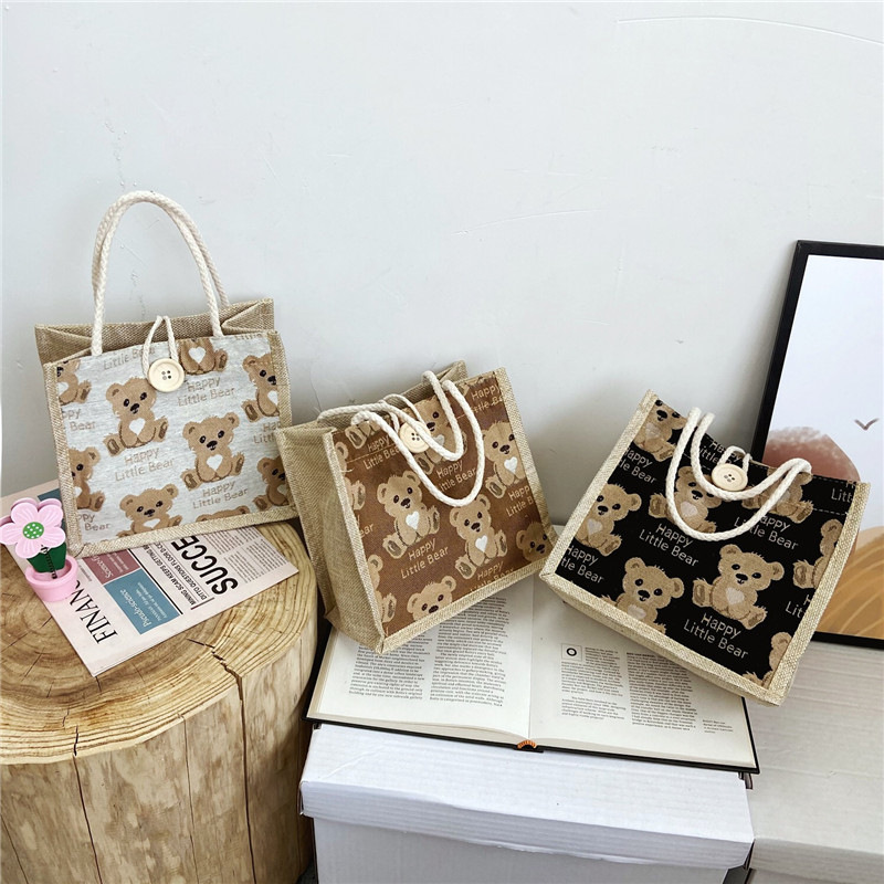 Bear Linen Tote Bag Female Carrying Bag 2021 Network Red Ins Japanese Small Body Bag Students Single Shoulder Bag Tide Application Scenario