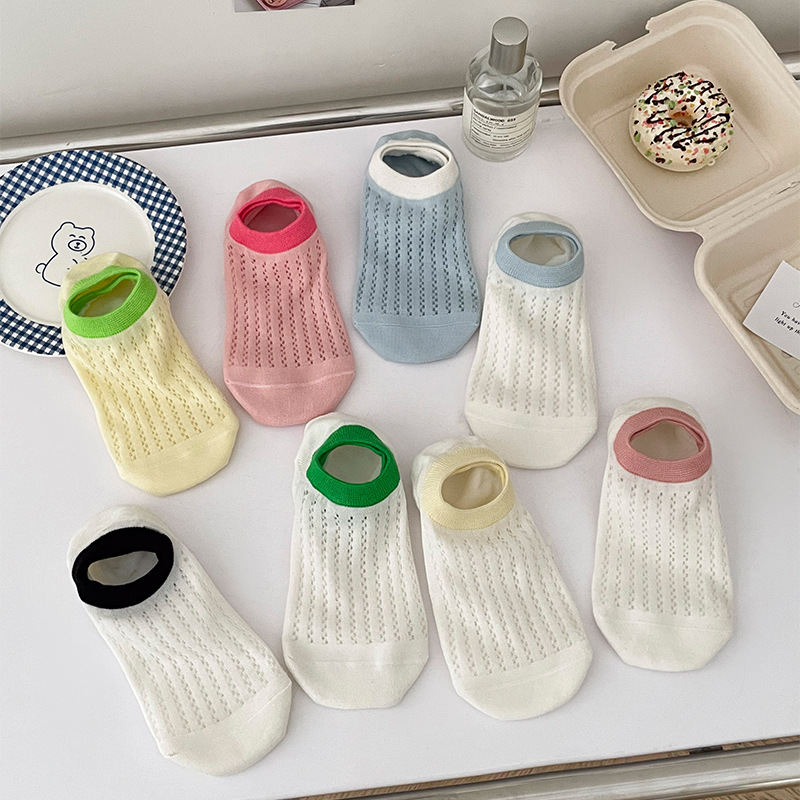 Korean Version Of Hosiery Socks Female Invisible Contrast Color Hosiery Socks Ins Sweet Day Pinstripe Boat Socks Wholesale details Picture