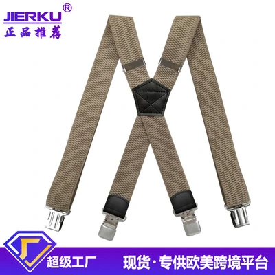 Cross-Border Source Male And Female Adult 4-Clip Strap 3.8Cm X Type Corn Grain Elastic Suspenders In Stock