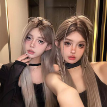Front lace wig wig full head hair gradient black long straight wig long hair Yiwu wig head set wholesale