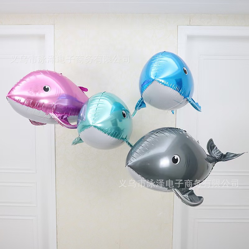 立体飘空鲸鱼动物铝膜4D气球地摊生日主题派对儿童装饰氦气球详情图1