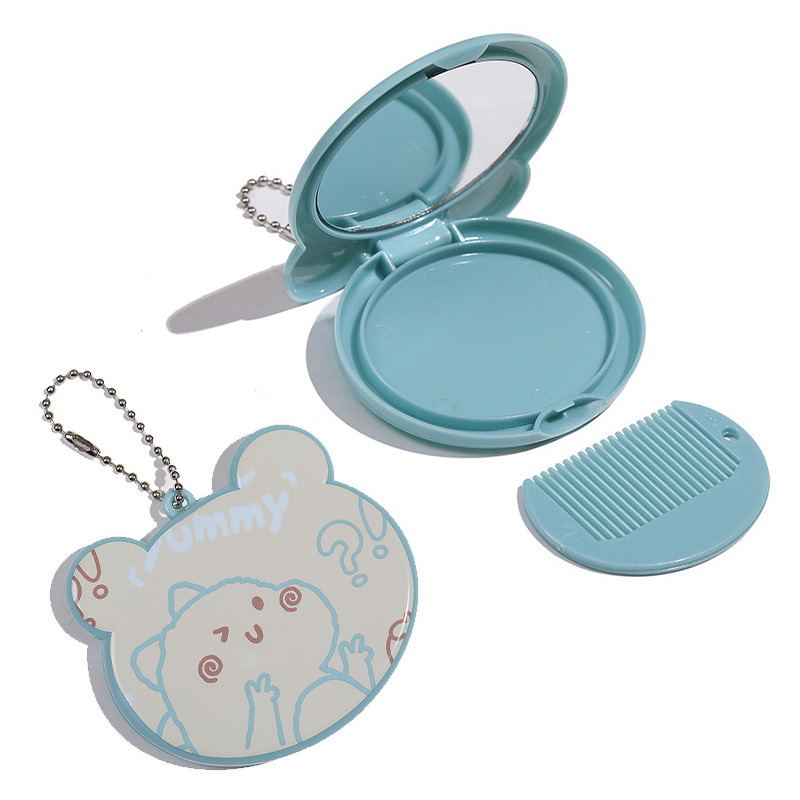 厂家批发随身化妆镜 便携折叠镜 带小梳子小镜子礼品