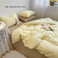 [治愈系]  奶油双拼纯色水洗棉四件套纯棉床单被子床上用品三件套图