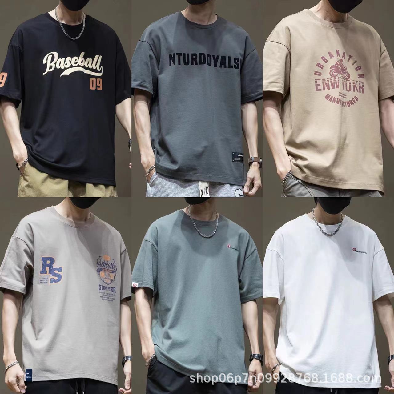2025 New men's short-sleeved T-shirts, Korean style trendy men's clothing inventory, short-sleeved men's foreign trade street stall wholesale supply details Picture