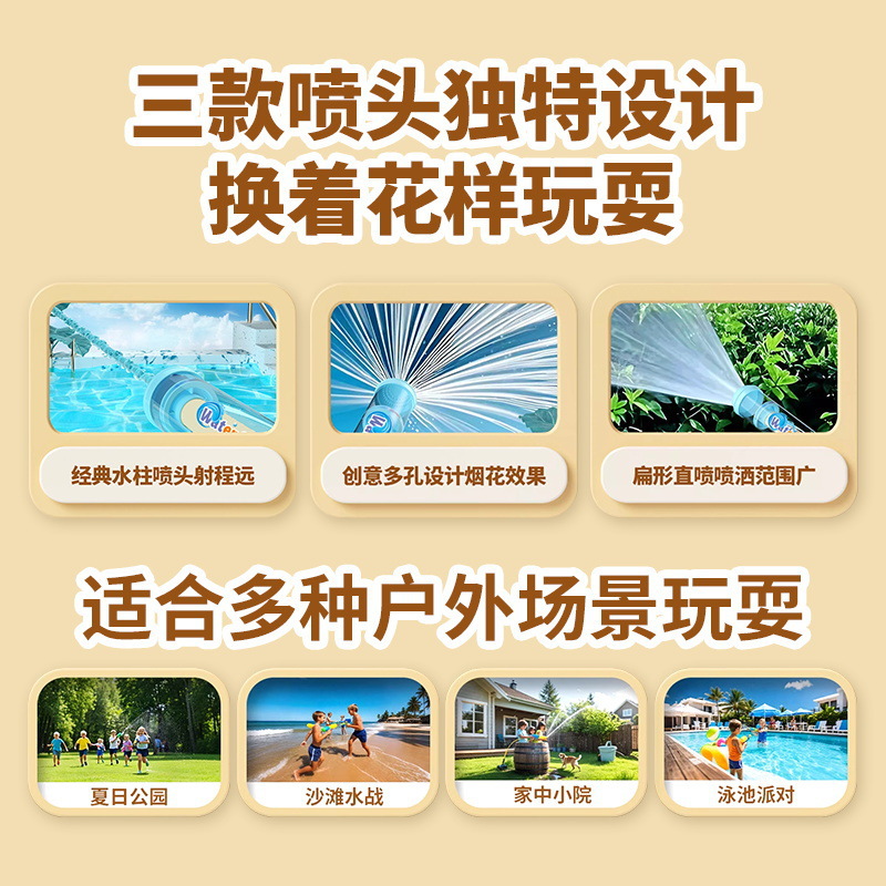 Cross-border pull-out water gun for water fights, summer beach rotating fireworks, splashing water and smoking flowers, popular water gun toys Specification image
