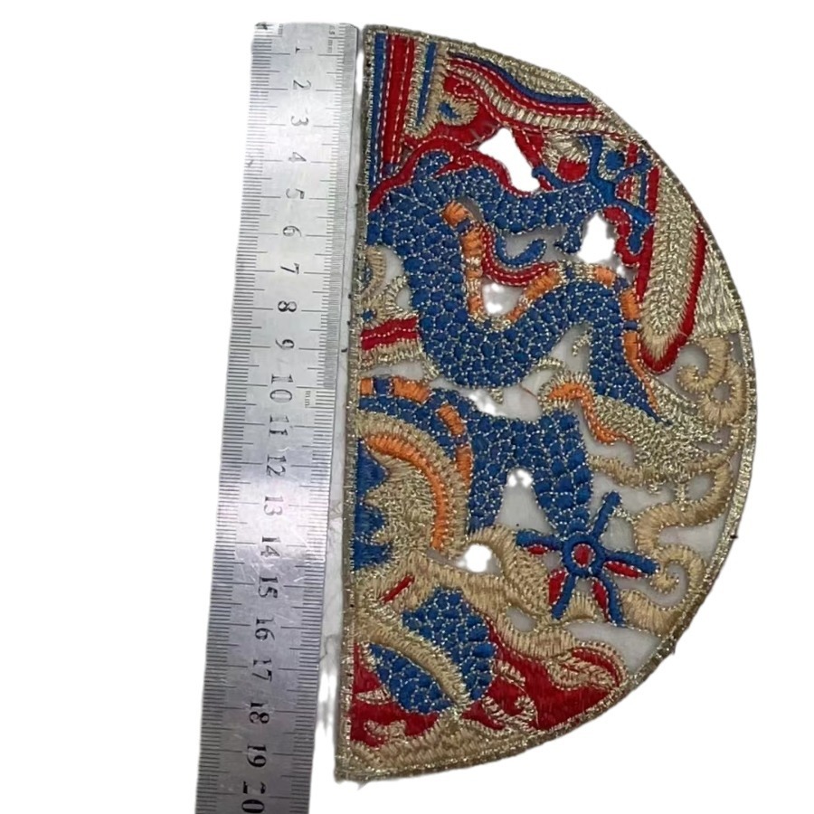 Gallo Wholesale Flat Embroidery Blue Round Flower Semi-Round Blue Dragon Accessories Semi-Finished Clothing Hat, Case, Bag, Hoodie Is Set 16 Specification drawing