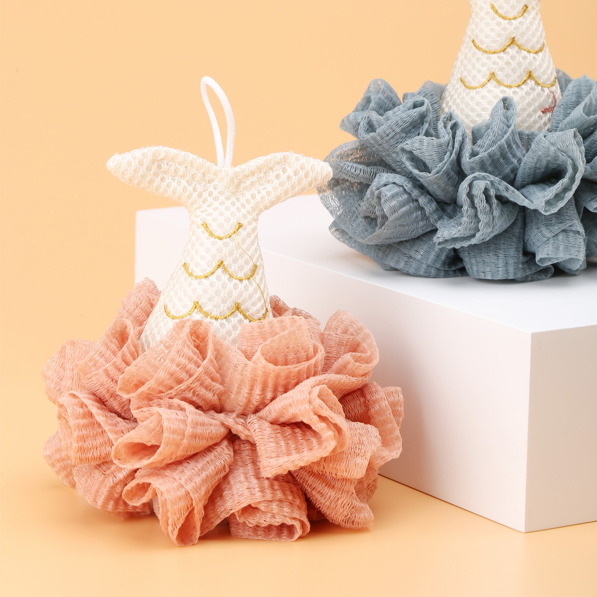 Fishtail Bath Flower Ball Handstitched Not Loose Soft Ins Cute Girl Children Little Fairy Net Red Bath Ball Bath Flower