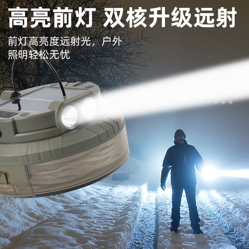 Cross-border new 20-meter solar-powered camping light tape measure storage LED camping light string tent emergency atmosphere details Picture