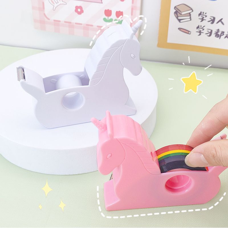 Creative Unicorn tape holder Rainbow tape Student tape machine manual ledger tool Trumpet desktop tape cutter full figure